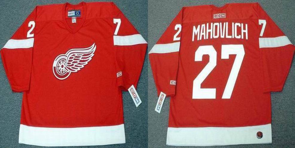 2019 Men Detroit Red Wings 27 Mahovlich Red CCM NHL jerseys